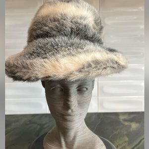 Vintage faux fur hat boho hat winter hat 70s hat